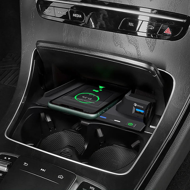 15W wireless charging phone charger for Mercedes Benz W205 AMG C43 C63 AMG GLC 43 C63 X253 C Class accessories